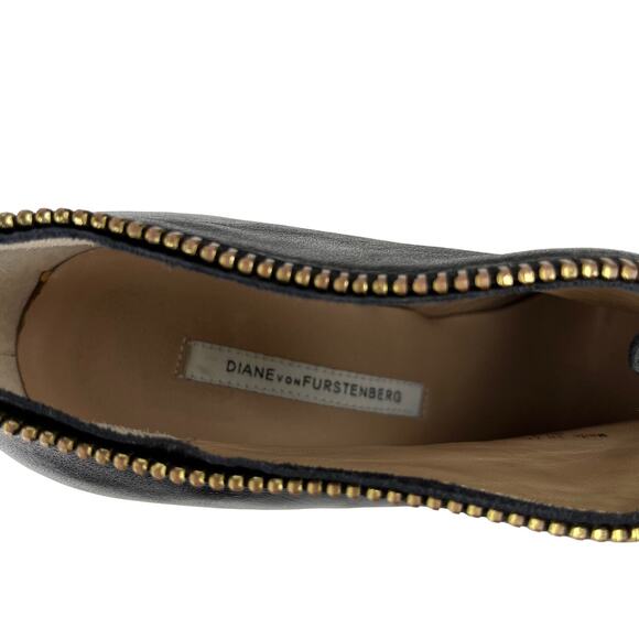 Diane von Furstenberg Black Camilla Zipper Booties 8.5M 5" Heels - Picture 6 of 13